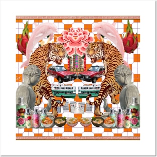 Tigers & Pink Dolphins Orange - Retro Hong Kong Posters and Art